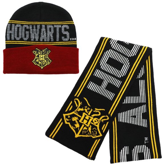 Harry Potter Hogwarts Crest Beanie and Scarf Combo - Picture 1 of 5